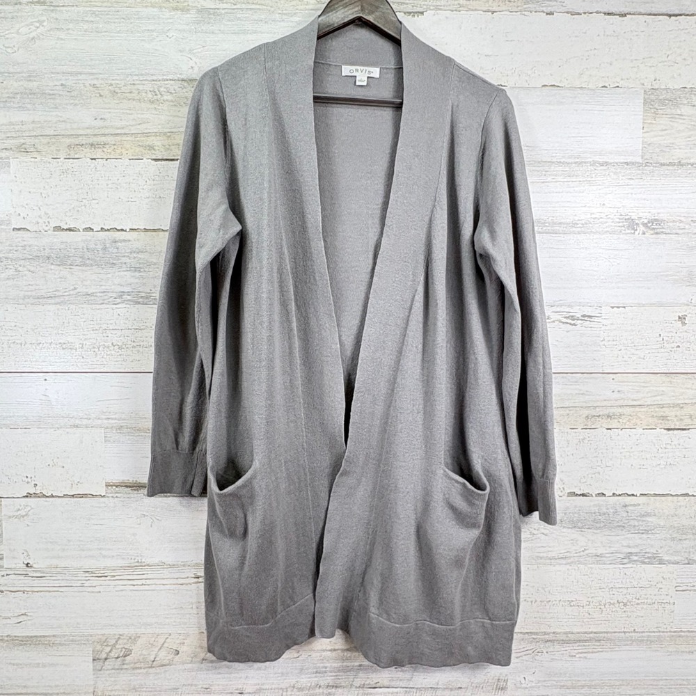Orvis Light Gray Open-Front Pocket Cardigan
